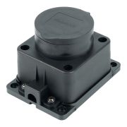 Розетка настенная 1-местная с/з STEKKER, RST16-31-44, каучук, 250В, 16А, IP44, черный