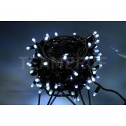 Светодиодная гирлянда TeamProf 10 м, 100 LED, 24В, соединяемая, мерцающая, влагозащитный колпачок, белая, чёрный провод