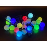 Светодиодная гирлянда большие шарики TeamProf 5 м, 20 шариков, 24 В, соединяемая, RGB, чёрная резина 2,3мм
