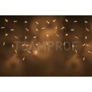 Светодиодная бахрома TEAMProf, 3*0.6 м, влагозащитный колпачок, мерцающая, тёплая белая, прозрачный провод