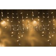 Светодиодная бахрома TEAMProf, 3*0.9 м, влагозащитный колпачок, мерцающая, тёплая белая, белый провод