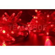 Светодиодная гирлянда TeamProf 10 м, 100 LED, 220В, соединяемая, влагозащитный колпачок, красная, прозрачный провод