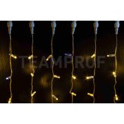 Светодиодный занавес TeamProf 2*3 м, влагозащитный колпачок, мерцание, тёплый белый, прозрачный провод