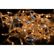 Светодиодная гирлянда TeamProf 10 м, 100 LED, 220В, соединяемая, мерцающая, влагозащитный колпачок, тёплая белая, прозрачный провод