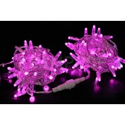 Светодиодная гирлянда TeamProf 10 м, 100 LED, 220В, соединяемая, мерцающая, влагозащитный колпачок, розовая, прозрачный провод