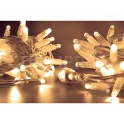 Светодиодная гирлянда TeamProf 10 м, 100 LED, 220В, соединяемая, влагозащитный колпачок, тёплая белая, белый провод