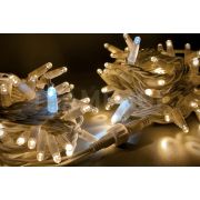 Светодиодная гирлянда TeamProf 10 м, 100 LED, 220В, соединяемая, мерцающая, тёплая белая, белый резиновый провод