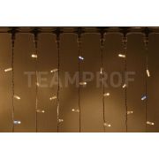 Светодиодный занавес TeamProf 2*3 м, влагозащитный колпачок, мерцание, тёплый белый, белый провод