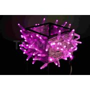 Светодиодная гирлянда TeamProf 10 м, 100 LED, 24В, соединяемая, влагозащитный колпачок, розовая, прозрачный провод