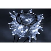 Светодиодная гирлянда TeamProf 10 м, 100 LED, 24В, соединяемая, мерцающая, влагозащитный колпачок, белая, прозрачный провод