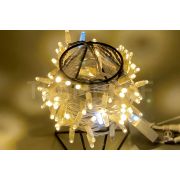 Светодиодная гирлянда TeamProf 10 м, 100 LED, 24В, соединяемая, мерцающая, влагозащитный колпачок, тёплая белая, белый провод