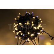 Светодиодная гирлянда TeamProf 10 м, 100 LED, 24В, соединяемая, мерцающая, влагозащитный колпачок, тёплая белая, чёрный провод