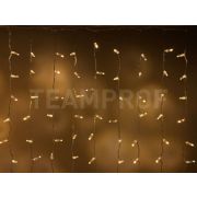Светодиодный занавес  TeamProf 2*1 м облегченный, влагозащитный колпачок, тёплый белый, прозрачный провод
