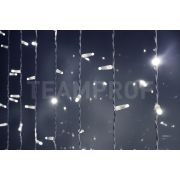 Светодиодный занавес  TeamProf 2*1.5 м облегченный, влагозащитный колпачок, белый, белый провод