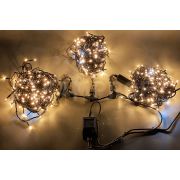 Светодиодная гирлянда TeamProf 3 Нити по 20 м, 600 LED, 24 В, мерцающая, тёплая белая, чёрный провод