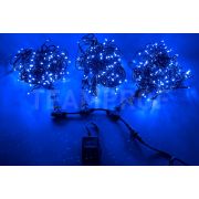 Светодиодная гирлянда TeamProf 3 Нити по 20 м, 600 LED, 24 В, мерцающая, синяя, чёрный провод