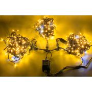 Светодиодная гирлянда TeamProf 3 Нити по 20 м, 600 LED, 24 В, мерцающая, жёлтая, чёрный провод