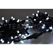 Светодиодная гирлянда TeamProf 10 м, 100 LED, 220В, соединяемая, мерцающая, белая, чёрный резиновый провод 2,3мм