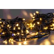 Светодиодная гирлянда TeamProf 10 м, 100 LED, 220В, соединяемая, мерцающая, тёплая белая, чёрный резиновый провод 2,3мм