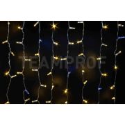 Светодиодный занавес TeamProf 2*1.5 м облегченный, влагозащитный колпачок, мерцание, тёплый белый, прозрачный провод