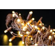Светодиодная гирлянда TeamProf 10 м, 100 LED, 24 В, соединяемая, влагозащитный колпачок, тёплая белая, коричневый провод
