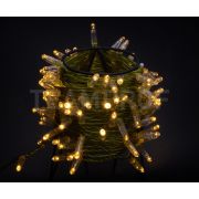 Светодиодная гирлянда TeamProf 10 м, 100 LED, 24 В, соединяемая, влагозащитный колпачок, тёплая белая, золотой провод