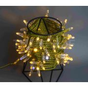 Светодиодная гирлянда TeamProf 10 м, 100 LED, 24 В, соединяемая, мерцающая, влагозащитный колпачок, тёплая белая, золотой провод