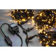 Светодиодная гирлянда TeamProf 3 Нити по 20 м, 399 LED, 24 В, колпачок,  мерцающая, тёплая белая, чёрный провод
