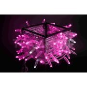 Светодиодная гирлянда TeamProf 10 м, 100 LED, 24В, соединяемая, мерцающая, влагозащитный колпачок, розовая, прозрачный провод