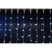 Светодиодный занавес TeamProf 2*2 м, влагозащитный колпачок, мерцание, белый, прозрачный провод