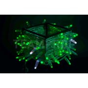 Светодиодная гирлянда TeamProf 10 м, 100 LED, 24В, соединяемая, мерцающая, влагозащитный колпачок, зелёная, прозрачный провод