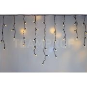 Светодиодная бахрома TEAMProf, 3*0.6 м, влагозащитный колпачок, мерцающая, тёплая белая, чёрный провод