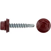 XВАТ Шурупы кровельные со сверлом 4.8 х 28 красный 100шт , RAL 3011 Фасовка