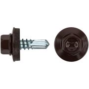XВАТ Шурупы кровельные со сверлом 5.5 х 19 коричневый 100шт , RAL 8017 Фасовка