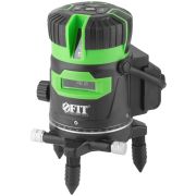 FIT Уровень лазерный самоуспокаивающийся, зеленые лучи, крест, диапазон 10 м, Li-Ion аккум., 2 уровня яркости, без треноги, коробка