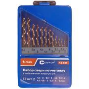 CUTOP Набор сверл по металлу с кобальтом 5% в металлической коробке; 1,5-6,5 мм (через 0,5 мм + 3,2 мм; 4,8 мм), 13 шт., Cutop Profi