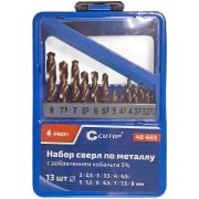 CUTOP Набор сверл по металлу с кобальтом 5% в металлической коробке; 2-8 мм (через 0,5 мм), 13 шт., Cutop Profi