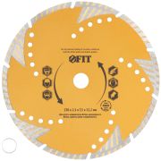 FIT Диск отрезной алмазный универсальный с защитными секторами (сухая и влажная резка)  230х2,5х7,5х22,2 мм