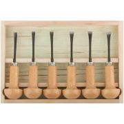 FIT Стамески-резцы CrV по дереву, деревянные ручки, Профи, 6 шт., деревянный кейс