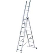 FIT Лестница трехсекционная алюминиевая, 3 х 8 ступеней, H=233/371/509 см, вес 10,17 кг
