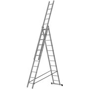 FIT Лестница трехсекционная алюминиевая усиленная, 3 х 11 ступеней, H=316/539/759 см, вес 16,61 кг