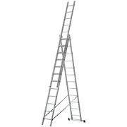 FIT Лестница трехсекционная алюминиевая усиленная, 3 х 12 ступеней, H=343/594/841 см, вес 17,83 кг