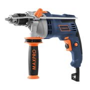 MAX-PRO MAX-PRO Дрель ударная 850 Вт; 0-3000 об/мин; ключевой патрон 1,5-13 мм; 2,4 кг; антивибрационная ручка; меалл. корпус редуктора; резиновые вставки; ко