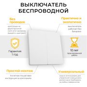 Выключатель беспроводной FERON, TM82 SMART, 7мВт, IP20, двухклавишный, белый